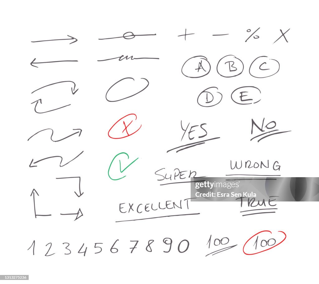 Hand Dawn Arrows and Test Result Note Elements