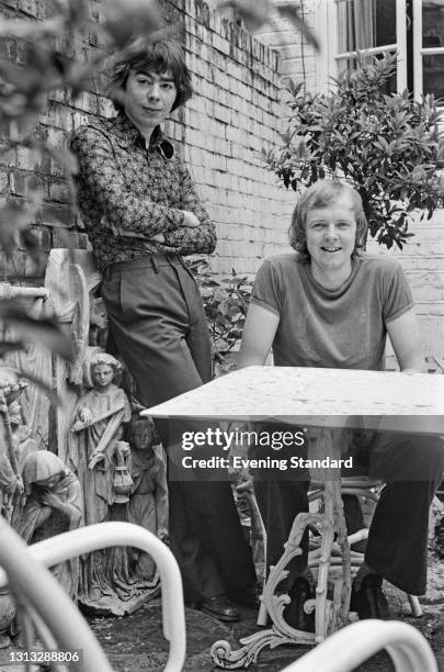 English composer Andrew Lloyd Webber with songwriter Tim Rice, UK, 8th August 1973. Their musical 'Joseph and the Amazing Technicolor Dreamcoat' is...