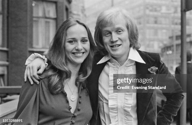 English actress Hilary Dwyer with her husband-to-be, talent agent Duncan Heath, UK, 31st October 1973. Together they founded talent agency Duncan...