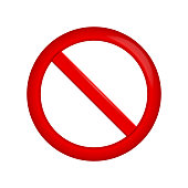Not allowed 3D prohibition sign. Forbidden round sign. Vector illustration