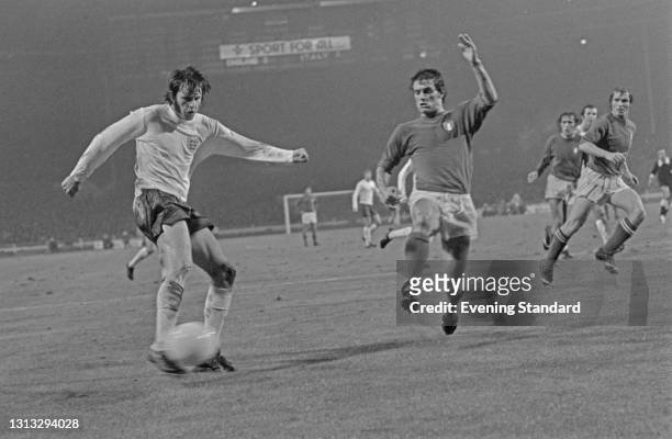 English footballer Mick Channon of Southampton FC during an International Friendly match between England and Italy at Wembley Stadium in London, UK,...