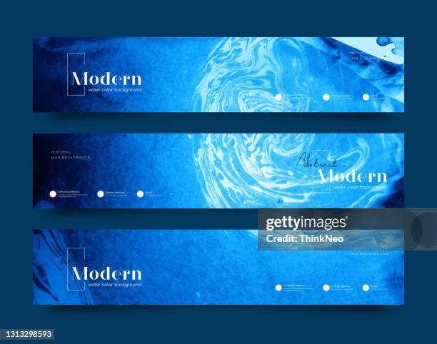 fluid marble texture set. vector ocean, sea abstract background. set of cards for print and web design - blue marble stock illustrations