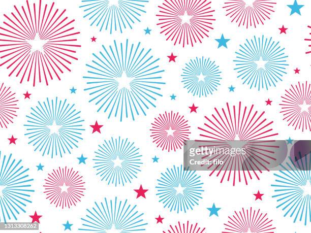 stockillustraties, clipart, cartoons en iconen met naadloze vuurwerk explosie viering onafhankelijkheidsdag achtergrond - fireworks on white