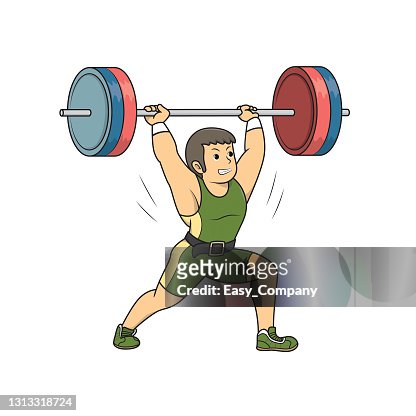 Vector Illustration Of Weightlifting Athlete Lifting The Barbell Over His  Head Isolated On White Background Bodybuilder And Sport Concepts Kids  Coloring Page Color Cartoon Character Clipart High-Res Vector Graphic -  Getty Images