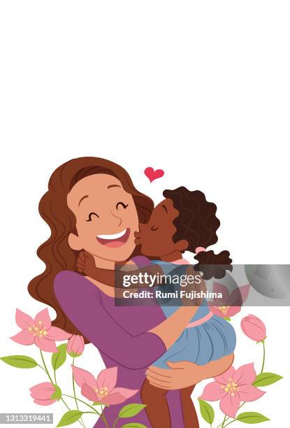 ilustrações, clipart, desenhos animados e ícones de beijando a mãe com amor - mothers day