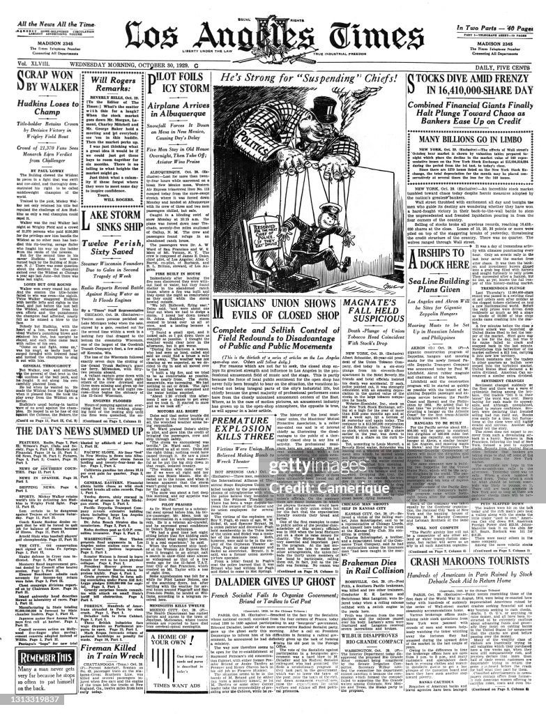 1920s The LA Times Front Page