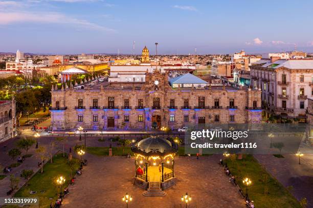 view of the plaza de armas from above in guadalajara, jalisco, mexico. - guadalajara stock pictures, royalty-free photos & images