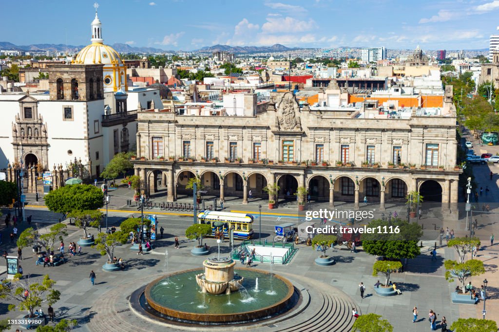 View of the Plaza Guadalajara in downtown Guadalajara, Jalisco, Mexico.