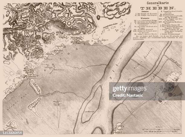 ancient thebes map ,egypt - amarna stock illustrations