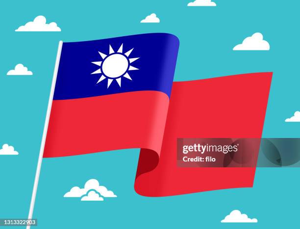 illustrazioni stock, clip art, cartoni animati e icone di tendenza di bandiera di taiwan - festa nazionale