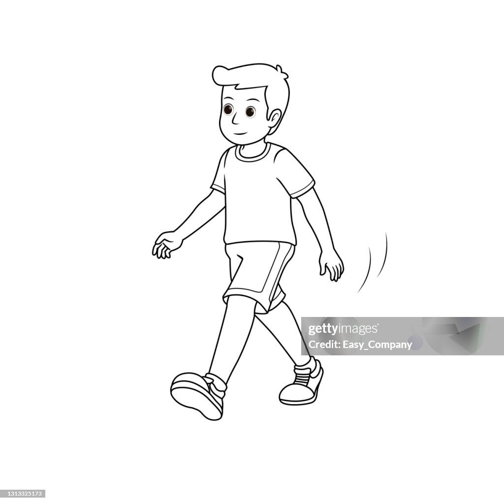 Young Adult Man Walking For Exercise Isolated On White Background
