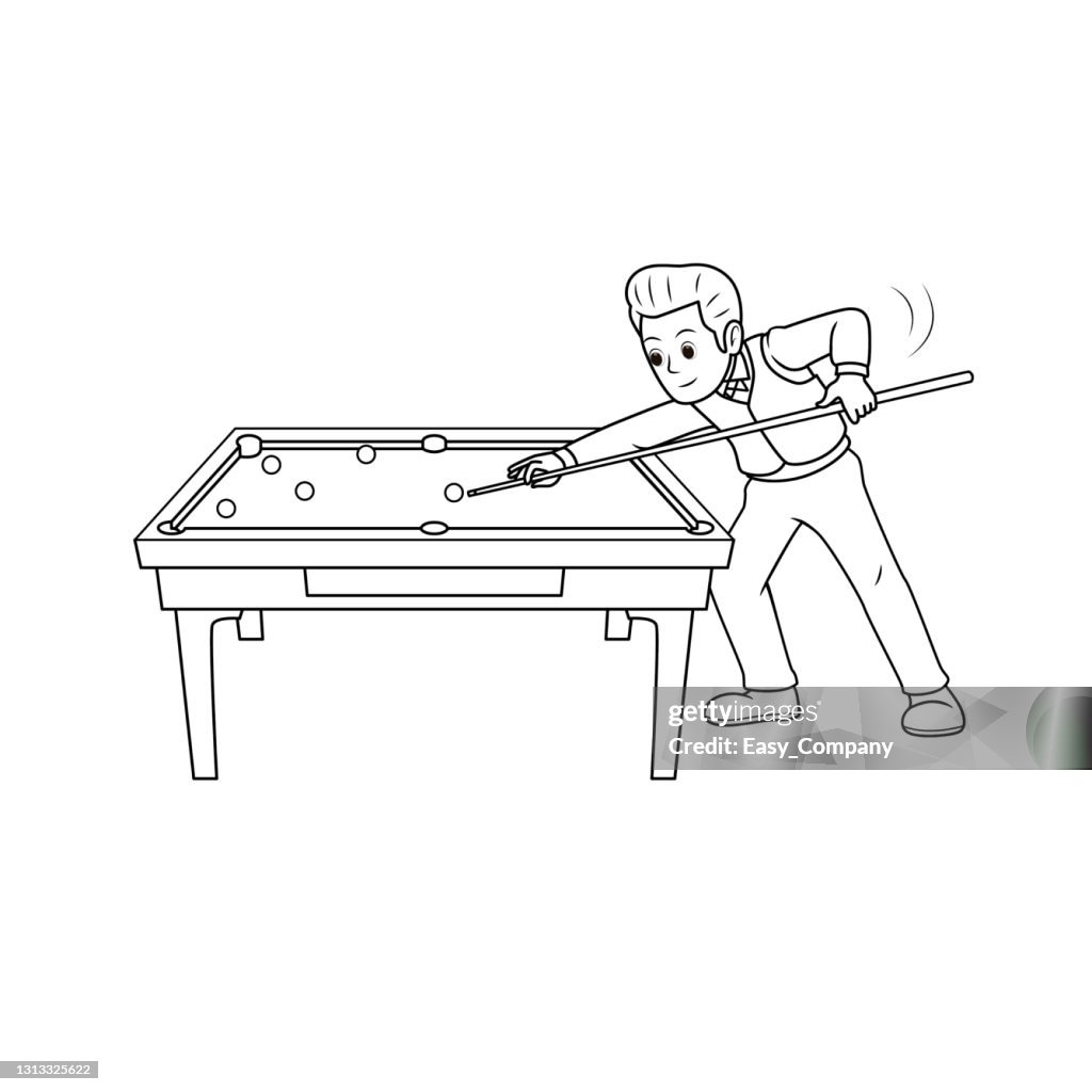 Vector Illustration Of A Man Playing Snooker Billiards Game Isolated On  White Background Sport Competition Or Training Concepts Kids Coloring Page  Color Cartoon Character Clipart High-Res Vector Graphic - Getty Images
