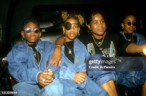 Group Immature arrive in their limo with co-manager/stylist Taz to shop at Spike's Joint and appear in a portrait taken on May 10, 1994 in Brooklyn,...