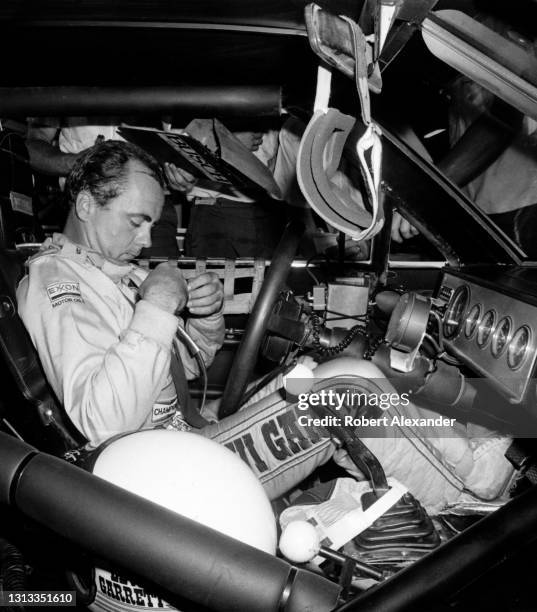 Driver Geoff Bodine prepares to compete in the 1985 Daytona 500 stock car race at Daytona International Speedway in Daytona Beach, Florida.