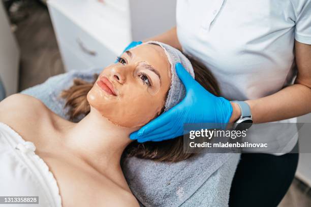 professional beauty treatment - peel stock pictures, royalty-free photos & images