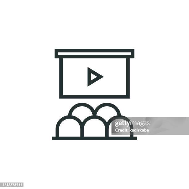 conference hall line icon - convention table stock illustrations