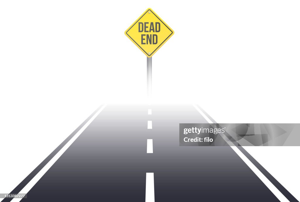 Doodlopende Weg met Geel Dood EindWaarschuwingsteken
