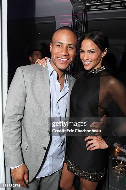 Sony's Devon Franklin and Paula Patton at TriStar Pictures Premiere of "Jumping the Broom" at ArcLight Cinerama Dome on May 4, 2011 in Hollywood,...