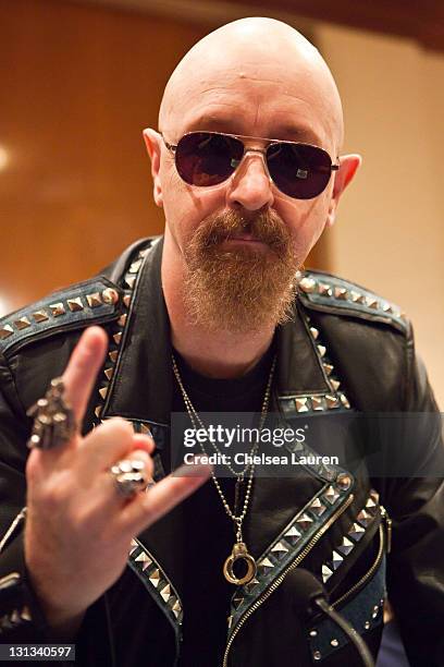 Vocalist Rob Halford of Judas Priest attends a press conference at Renaissance Hollywood Hotel on May 24, 2011 in Hollywood, California.