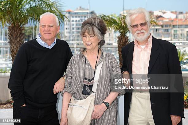 Actor Malcolm McDowell with Stanley Kubrick's Widow Christiane Kubrick and producer Jan Harlan attends the "Le Lechon De Cinema: Malcom McDowell"...