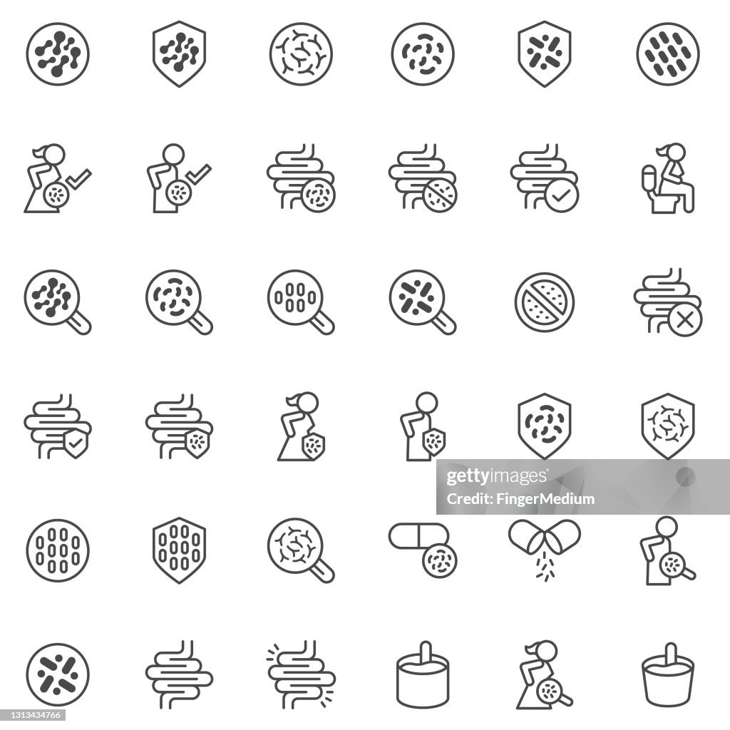 Probiotics icon set