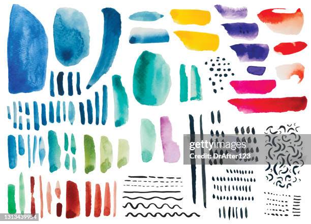 set of watercolor design elements - organic stock illustrations