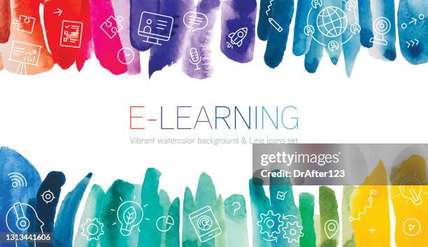 e lernen aquarell abstrakte hintergrund - elearning stock-grafiken, -clipart, -cartoons und -symbole