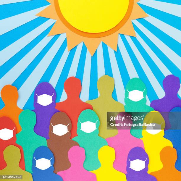 face protected women under the sun - watching sunrise stock illustrations