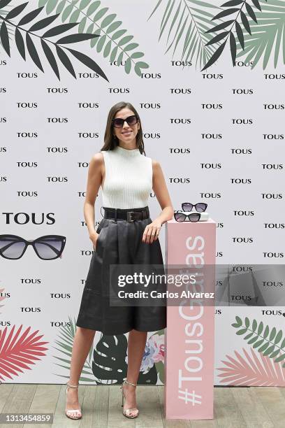 Sandra Gago presents new Tous sunglasses at VP Jardin de Recoletos Hotel on April 20, 2021 in Madrid, Spain.