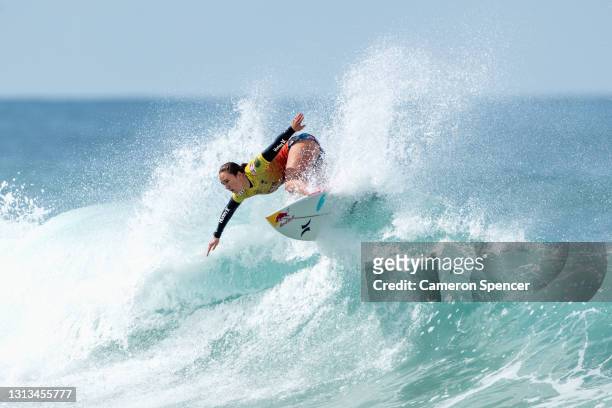 Carissa Moore of the United States competes in the semi-final of the Rip Curl Narrabeen Classic against Tatiana Weston-Webb of Brazil at Narrabeen...
