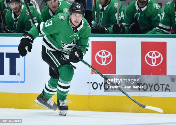 Mark Pysyk of the Dallas Stars skates against the Florida Panthers at the American Airlines Center on April 10, 2021 in Dallas, Texas.