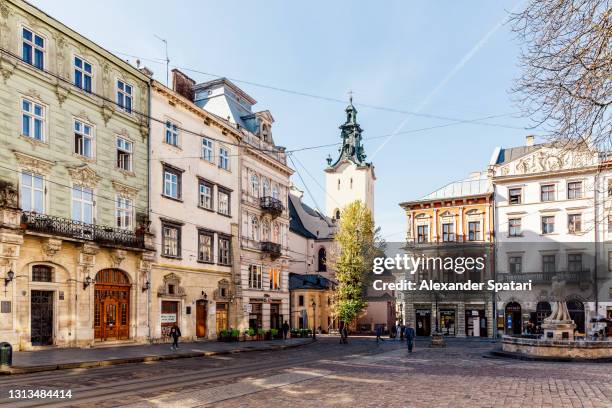 rynok square (market square) in lviv, ukraine - lviv stock pictures, royalty-free photos & images