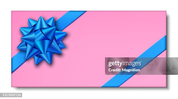 pink gift box with blue gift bow and ribbons - gift stock illustrations stock illustrations