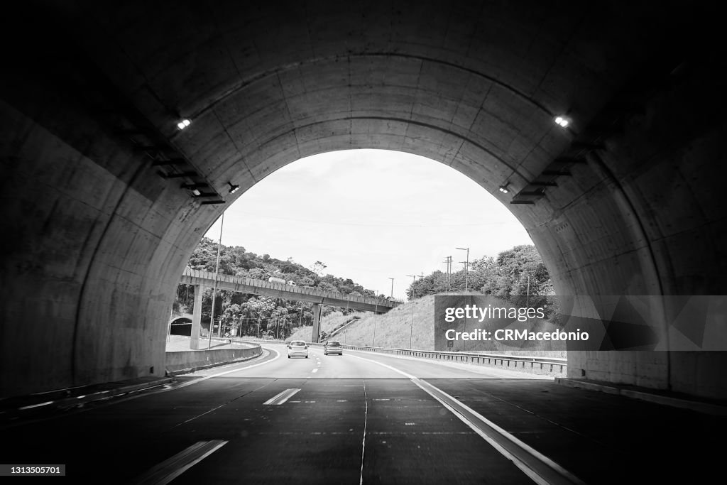 Tunnel in black and white