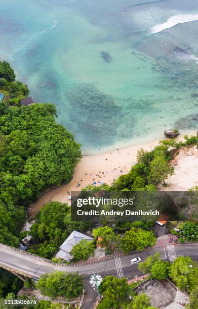 bali, uluwatu. padang padang beach from above. - uluwatu stock pictures, royalty-free photos & images