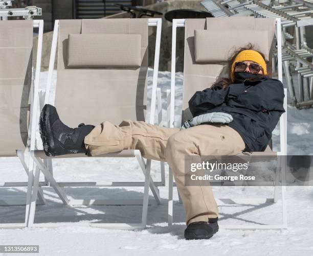 Skiers and snowboarders at Mammoth Mountain resort enjoy excellent spring snow conditions as viewed on April 17 in Mammoth Lakes, California. With...