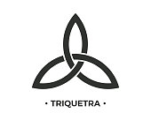 Triquetra symbol isolated  on white background. Trinity or trefoil knot. Celtic symbol of eternity. Vector illustration