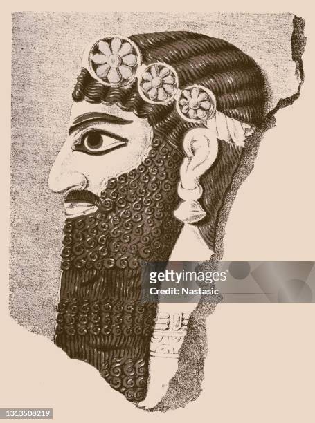 bildbanksillustrationer, clip art samt tecknat material och ikoner med assyriska. den är gjord av sten och är ansiktet på ena sidan. den har ett lock som en krona - irak