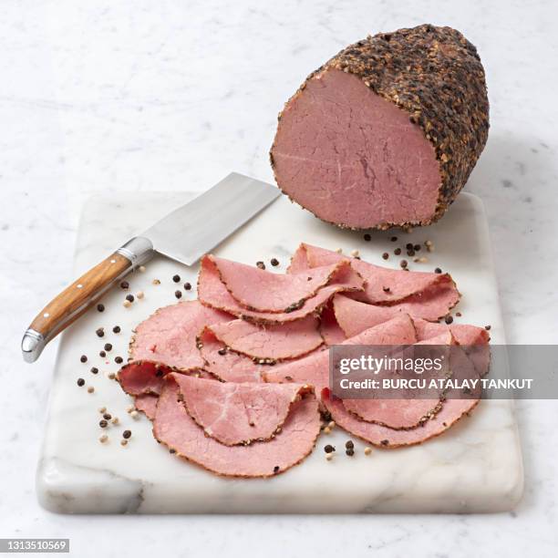 sliced dry cured meat - ham salami bildbanksfoton och bilder