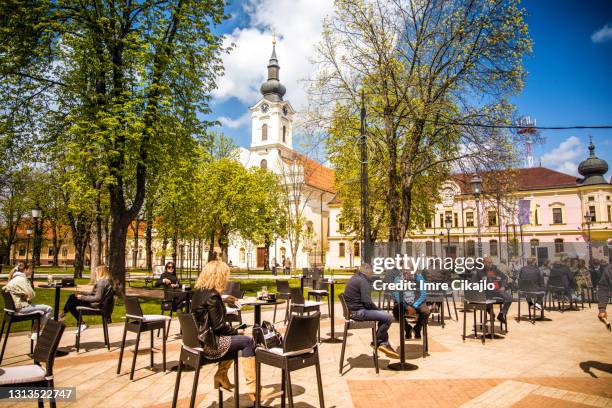 outdoor cafe in vinkovci - coronavirus croatia stock pictures, royalty-free photos & images