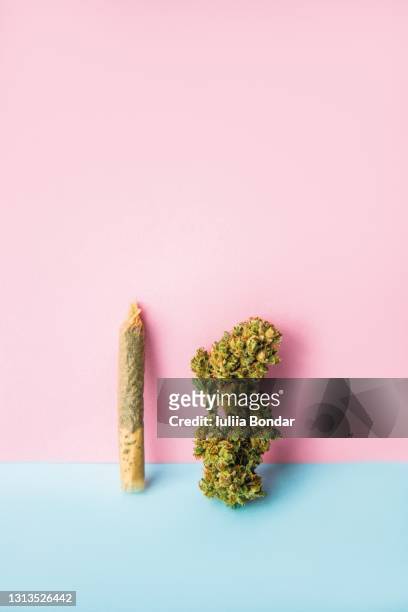 a single joint with marijuana bud - cigarette bud stock pictures, royalty-free photos & images