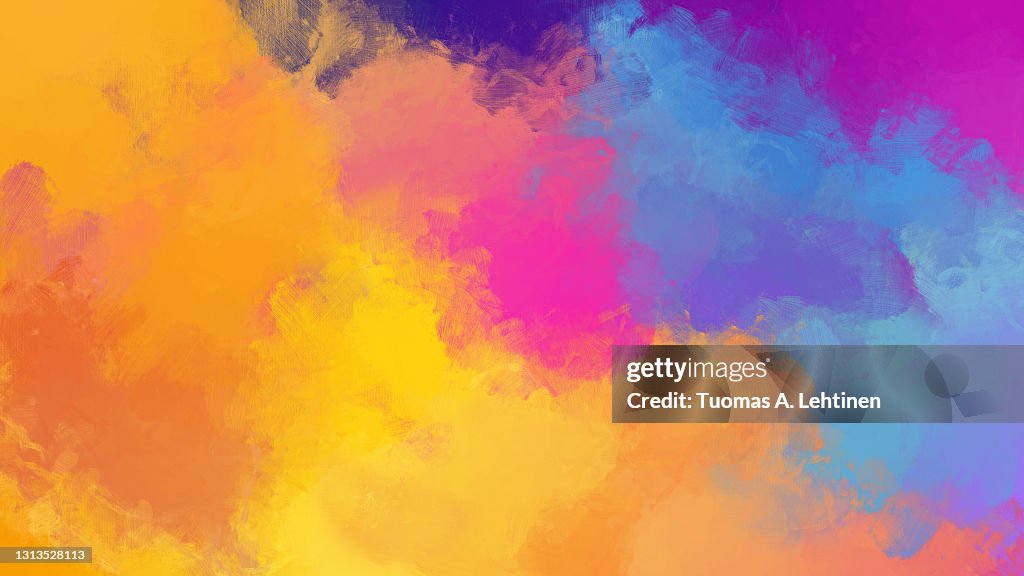 Abstract colorful oil painting background with brush strokes.