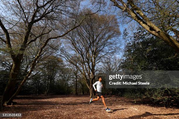 800m runner Daniel Rowden of Great Britain during a training session at Epping Forest on April 20, 2021 in London, England.