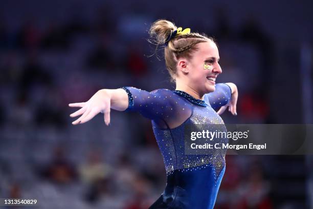 Abby Heiskell of the Michigan Wolverines competes in the floor exercise during the Division I Women’s Gymnastics Championship held at Dickies Arena...
