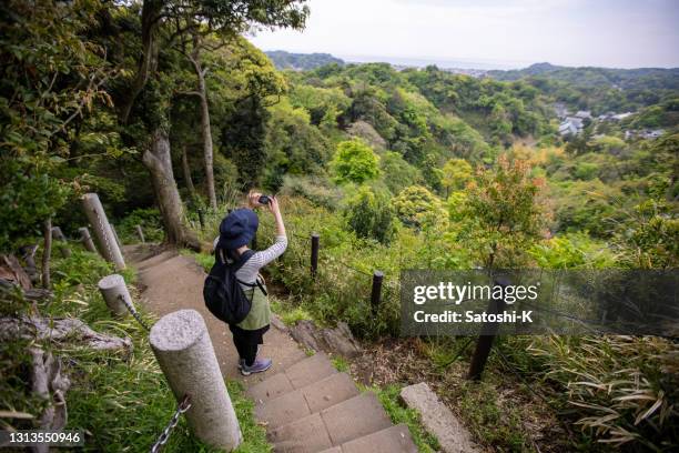 日本女人在徒步旅行時拍攝風景照片 - satoyama scenery 個照片及圖片檔