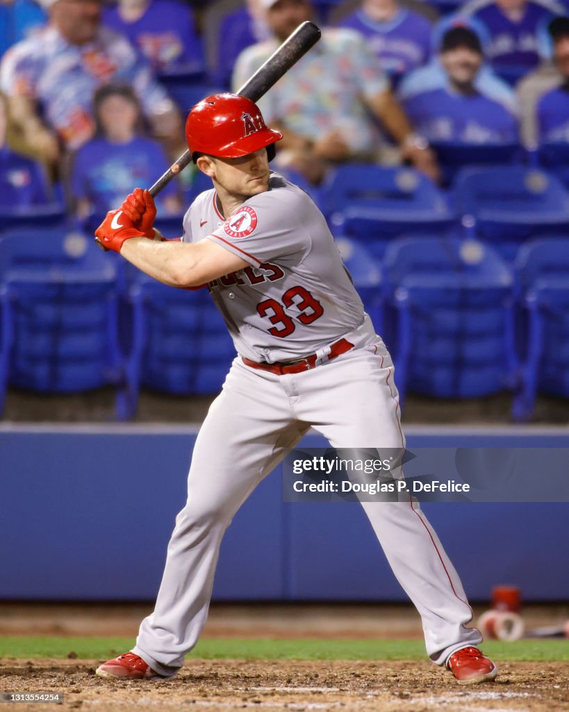 Max Stassi Max Stassi of the Los Angeles Angels stands at the plate during the ...
