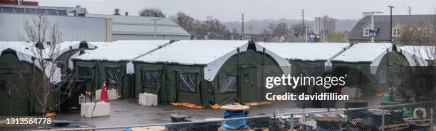 field hospital setup in hamilton, ontario, canada - medical tent stock pictures, royalty-free photos & images