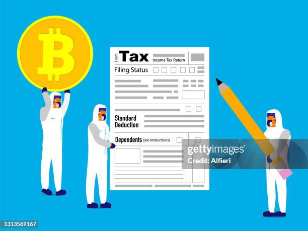 tax and bitcoin - budget calculator stock illustrations