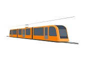 Street car in perspective view. Simple flat illustration