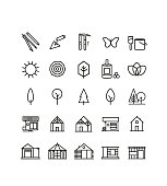 Collection of symbols for craftsmen wood, picto and symbols for signage